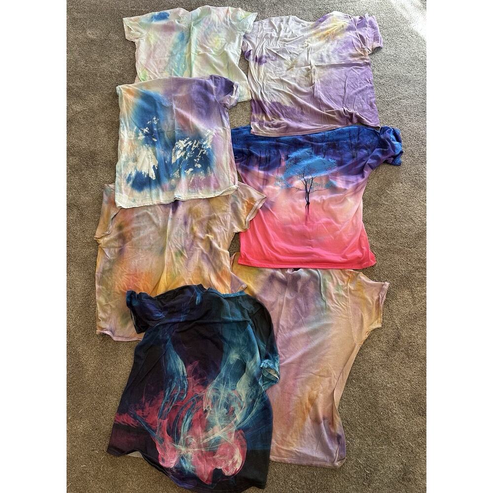 LOT OF 7 Tie Dye Shirts V-neck Short Sleeve Shirts XL - 2XL XXL XL - Picture 10 of 11